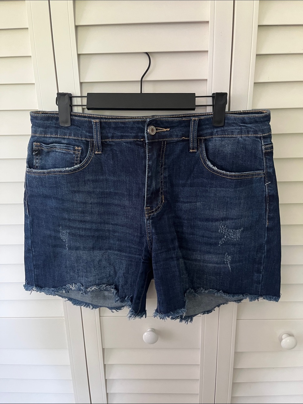 KanCan Dark Blue Soft Distress Denim Shorts